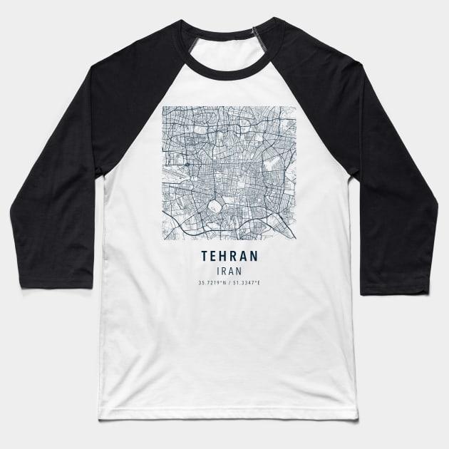 tehran simple map Baseball T-Shirt by boy cartograph